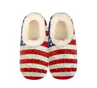 Mexpekil Flag Of United States Women's & Men's Slippers with Fluffy Collar Winter Warm House Slippers Anti-Slip Indoor House Shoes Gifts for Mum Dad (Sizes UK 6-7)