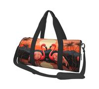 Mexpekil Flamingo Sunset Foldable Gym Bag Carry On Travel Duffle Bags Waterproof Woman Men Hand Luggage Bag Large Weekend Overnight Bags for Sports Dance with Removable Strap