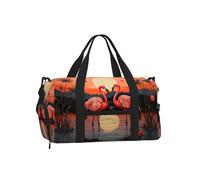 Mexpekil Flamingo Sunset Gym Bag with Shoe Compartment Waterproof Duffel Bag Large Overnight Weekend Bags Travel Holdall for Women Men Teens