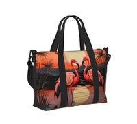 Mexpekil Flamingo Sunset Travel Duffel Bag Waterproof Sports Gym Bag Large Weekend Overnight Bags for Women Men Foldable Carry On Luggage Tote Bag for Flight