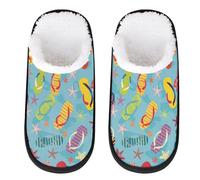 Mexpekil Flip-Flops Summer Fluffy Slippers for Women Men L