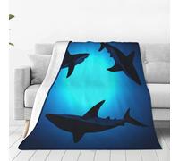 Mexpekil Floating Shark Throw Blanket, Ocean Shark Soft Warm Fleece Blanket Fluffy Plush Flannel Blanket For Bed Sofa Couch Home 150x200cm