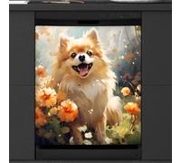 Mexpekil Floral Dog Dishwasher Magnet Cover 21x26Inch Decorative Dish Washer Sticker for Front Door Waterproof Kitchen Appliance Panel Magnetic Decal