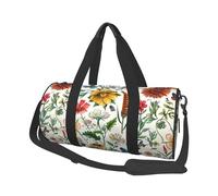 Mexpekil Flowers Dragonflies Butterfly Foldable Gym Bag Carry On Travel Duffle Bags Waterproof Woman Men Hand Luggage Bag Large Weekend Overnight Bags for Sports Dance with Removable Strap