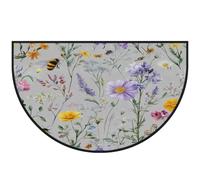 Mexpekil Flowers Plant Butterfly Bees Half Moon Door Mat Indoor Outdoor Non Slip Area Rug Washable Half Circle Floor Mat Absorbent Dirt Trapper Half Round Rugs 100x160cm