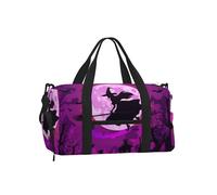 Mexpekil Flying Witch Bat Gym Bag with Shoe Compartment Waterproof Duffel Bag Large Overnight Weekend Bags Travel Holdall for Women Men Teens