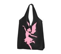 Mexpekil Foldable Shopping Bag Pink Elf Fairy Reusable Waterproof Tote Bag for Daily Shopping