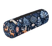 Mexpekil Forest Deer Tree Flower Pencil Case School Supplies Pouch Bag for Girls Boys Teenagers, Women Makeup Brush Bag