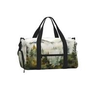 Mexpekil Forest Misty Mountain Gym Bag with Shoe Compartment Waterproof Duffel Bag Large Overnight Weekend Bags Travel Holdall for Women Men Teens