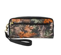Mexpekil Forest Tree Camouflage Pencil Case Camo Leaves Travel Makeup Pouch Pen Bag Holder Purse Leather Cosmetic Makeup Brush Bag Stationery Box for Kids Girls Boy School Office Supplies