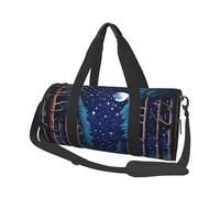 Mexpekil Forset Moon Night Galaxy Foldable Gym Bag Carry On Travel Duffle Bags Waterproof Woman Men Hand Luggage Bag Large Weekend Overnight Bags for Sports Dance with Removable Strap