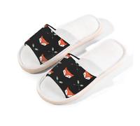Mexpekil Fox Head Slippers for Women Men, Fox Arrow Open Toe House Shoes Memory Foam Linen Slippers Summer Sliders for Indoor Outdoor, S