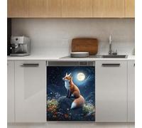 Mexpekil Fox Moon Night Dishwasher Magnet Cover 21x26Inch Decorative Dish Washer Sticker for Front Door Waterproof Kitchen Appliance Panel Magnetic Decal