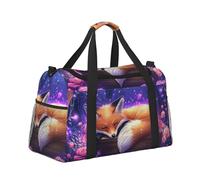 Mexpekil Fox Sleeping Rose Forest Duffel Bag Large Carry On Hand Luggage Bags Waterproof Weekender Bags Foldable Tote Bag for Travel Sports Gym Dance