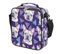 Mexpekil French Bulldog Dog Geometric Print Kids Lunch Bag Boys Girls, Square Thermal Insulated Lunch Box, Reusable Cooler Tote for School Picnic Travel
