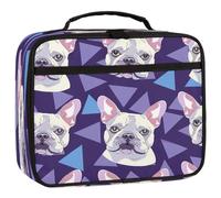 Mexpekil French Bulldog Dog Geometric Print Kids Lunch Bag, Insulated Lunch Box for Boys Girls, Leakproof Thermal Lunch Tote Cooler Bag for School Work