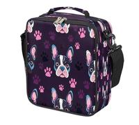 Mexpekil French Bulldog Dog Paw Print Kids Lunch Bag Boys Girls, Square Thermal Insulated Lunch Box, Reusable Cooler Tote for School Picnic Travel