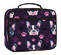 Mexpekil French Bulldog Dog Paw Print Kids Lunch Bag, Insulated Lunch Box for Boys Girls, Leakproof Thermal Lunch Tote Cooler Bag for School Work