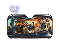 Mexpekil French Bulldog Driving Car Windscreen Sunshade 130x70cm Sun Visor for Cars Heat Protection Car Front Windshield Sunshade Foldable Sun Shield for SUV Van Truck