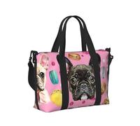 Mexpekil French Bulldog Macaroon Travel Duffel Bag Waterproof Sports Gym Bag Large Weekend Overnight Bags for Women Men Foldable Carry On Luggage Tote Bag for Flight