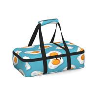 Mexpekil Fried Egg Pattern Insulated Casserole Carrier for Hot or Cold Food Waterproof Casserole Dish Carrier Lunch Tote Bag