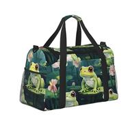 Mexpekil Frog Lotus Duffel Bag Large Carry On Hand Luggage Bags Waterproof Weekender Bags Foldable Tote Bag for Travel Sports Gym Dance