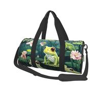 Mexpekil Frog Lotus Foldable Gym Bag Carry On Travel Duffle Bags Waterproof Woman Men Hand Luggage Bag Large Weekend Overnight Bags for Sports Dance with Removable Strap