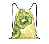 Mexpekil Fruit Kiwi Lemon Print Drawstring Bags PE Bag Waterproof Swimming Bag Small Gym String Bags