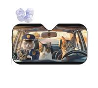 Mexpekil Fun Cats Pattern Car Windshield Sunshade Foldable Front Window Sunshades Uv Block Heat Protection For Suv Van Truck Sun Visor Protector 130x70CM