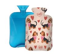 Mexpekil Funny Dachshund Dog Love Heart Hot Water Bottle with Cover, 2L PVC Hot Water Bag for Pain Relief, Feet, Back, Warmth