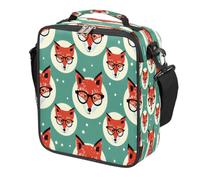Mexpekil Funny Fox Animal Head Kids Lunch Bag Boys Girls, Square Thermal Insulated Lunch Box, Reusable Cooler Tote for School Picnic Travel