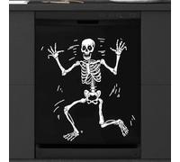 Mexpekil Funny Human Skeleton Skull Dancing Dishwasher Magnet Cover 23x26 in, Decorative Waterproof Dishwasher Magnetic Cover Sticker for Kitchen Appliances
