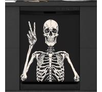 Mexpekil Funny Human Skeleton Skull Dishwasher Magnet Cover 21x26 in, Decorative Waterproof Dishwasher Magnetic Cover Sticker for Kitchen Appliances
