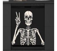 Mexpekil Funny Human Skeleton Skull Dishwasher Magnet Cover 23x26 in, Decorative Waterproof Dishwasher Magnetic Cover Sticker for Kitchen Appliances