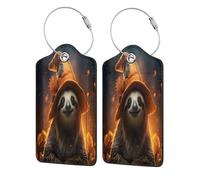 Mexpekil Funny Magic Sloth Luggage Tags for Suitcases, 4 Pcs Leather Travel Tags for Luggage with Steel Loop Waterproof Name Id Card, Men Women Kids Travel Gift