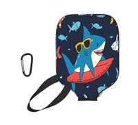 Mexpekil funny shark surfboard pattern Pickleball Racket Cover 11.6x8.7in Universal Protective Sleeve for Pickleball Paddles, Stretchy Neoprene Scratch Protection, Paddle Tennis gift for Men Women