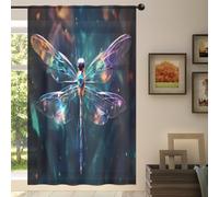 Mexpekil Galaxy Dragonfly Voile Curtains 78 Drop, Semi Sheer Curtains for Living Room Bedroom Home Kitchen, 55 inches Wide, 1 Panel