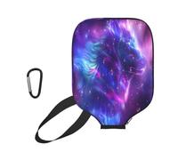 Mexpekil galaxy Fantasy wolf Pickleball Racket Cover 11.6x8.7in Universal Protective Sleeve for Pickleball Paddles, Stretchy Neoprene Scratch Protection, Paddle Tennis gift for Men Women