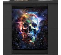 Mexpekil Galaxy Skull Dishwasher Magnet Cover | Reusable Dish Washer Covers Decorative Dishwasher Front Panel Magnetic Cover Sticker for Kitchen Appliances 21x26inch