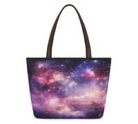 Mexpekil Galaxy Starry Sky Nebula Tote Bag for Women, Medium Shoulder Bag Top Handle Satchel Purse Lightweight Reusable Shopping Work Travel Beach Handbag