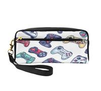 Mexpekil Games Painted Pencil Case Colorful Pattern Travel Makeup Pouch Pen Bag Holder Purse Leather Cosmetic Makeup Brush Bag Stationery Box for Kids Girls Boy School Office Supplies