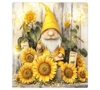 Mexpekil Garden Gnome Sunflowers Wood Dishwasher Magnet Cover 21x26Inch Decorative Dish Washer Sticker for Front Door Waterproof Kitchen Appliance Panel Magnetic Decal