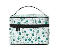 Mexpekil Geen Clover Branch Makeup Bag Travel Cosmetic Bags Large Capacity Make Up Organiser Storage Bag Portable Toiletry Bags for Women Girls