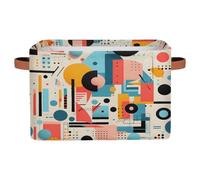 Mexpekil Geometric Boho Fabric Storage Cubes, Foldable Closet Organiser for Wardrobe, Bedroom & Playroom, Collapsible Toy Chest Basket, 38x28x24 cm