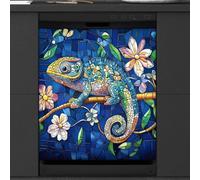 Mexpekil Geometric Lizard Mandala Dishwasher Magnet Cover 23x26Inch Decorative Dish Washer Sticker for Front Door Waterproof Kitchen Appliance Panel Magnetic Decal