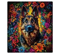Mexpekil German Shepherd Dog Flowers Dishwasher Magnet Cover 21x26Inch Decorative Dish Washer Sticker for Front Door Waterproof Kitchen Appliance Panel Magnetic Decal
