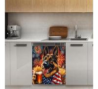 Mexpekil German Shepherd With Food Dishwasher Magnet Cover 21x26Inch Decorative Dish Washer Sticker for Front Door Waterproof Kitchen Appliance Panel Magnetic Decal