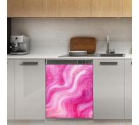 Mexpekil Glitter Pink Marble Dishwasher Magnet Cover 21x26Inch Decorative Dish Washer Sticker for Front Door Waterproof Kitchen Appliance Panel Magnetic Decal