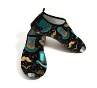 Mexpekil Glitter Style Hats Mustaches Beach Water Shoes Women Men Non-Slip Barefoot Swim Shoes Quick Dry Aqua Socks Breathable Water Socks for Pool Surf (7-8)