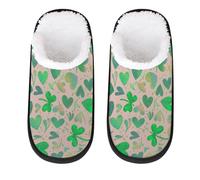Mexpekil Glittery Hearts Clovers Fluffy Slippers for Women Men M
